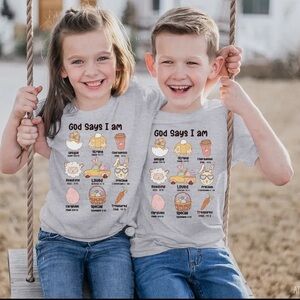 Kids Beige Graphic God Says I am… T-Shirt Easter